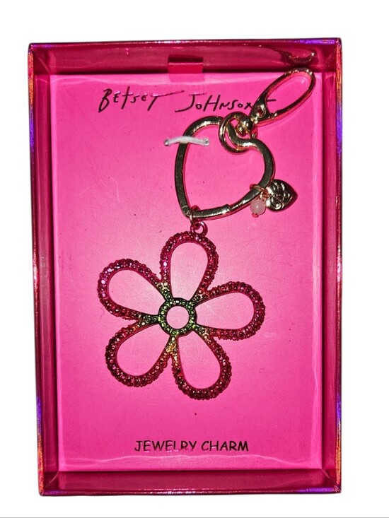 Betsey Johnson Accessories - NWT Betsey Johnson Pink Rhinestone Flower Purse Charm / Bag Charm / Keychain